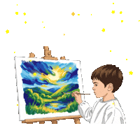 niño pintando en campamento de arte cbs