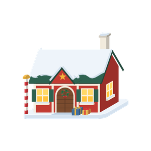 Ilustración de la casa de Santa Claus en el Polo Norte