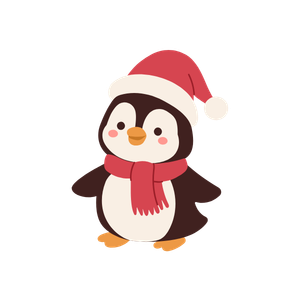Ilustración de un simpático pingüino navideño