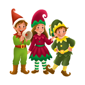 Ilustración de niños con disfraces navideños